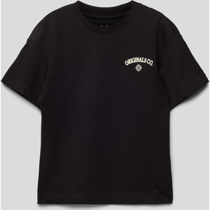 Czarna koszulka dziecięca Jack & Jones z bawełny dla chłopców z krótkim rękawem