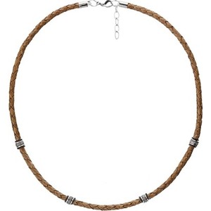 Manoki WA462N brązowy naszyjnik męski rzemień, beads