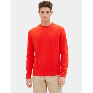 Czerwony sweter Tom Tailor z okrągłym dekoltem
