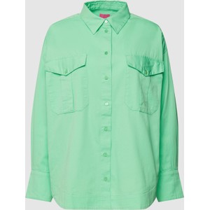Zielona koszula Thejoggconcept z kołnierzykiem z bawełny