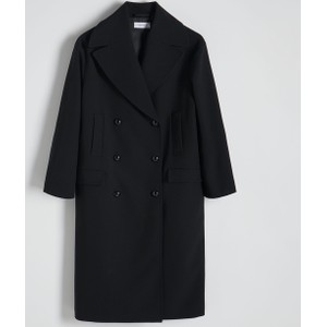 Czarny płaszcz Reserved z tkaniny bez kaptura w stylu klasycznym