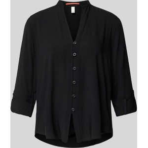 Czarna bluzka Qs w stylu casual z długim rękawem