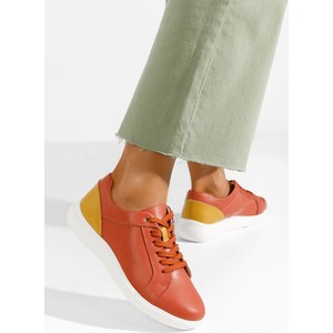 Pomarańczowe półbuty Zapatos sznurowane z płaską podeszwą