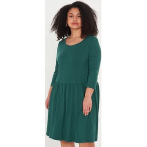 Zielona sukienka Gate mini z dżerseju z długim rękawem