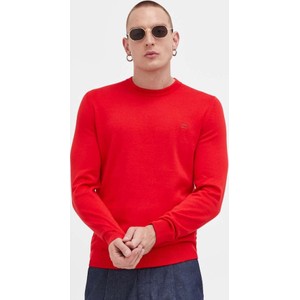 Czerwony sweter Hugo Boss z bawełny w stylu casual z okrągłym dekoltem