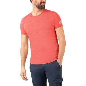 Czerwony t-shirt Timezone z krótkim rękawem z bawełny w stylu casual