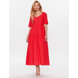 Czerwona sukienka YAS z dekoltem w kształcie litery v z krótkim rękawem maxi
