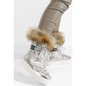 Srebrne śniegowce Zapatos z płaską podeszwą