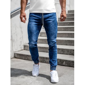 Granatowe jeansy Denley z jeansu w młodzieżowym stylu