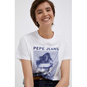 T-shirt Pepe Jeans z okrągłym dekoltem z bawełny z krótkim rękawem