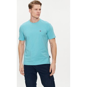 Niebieski t-shirt Napapijri z krótkim rękawem w sportowym stylu