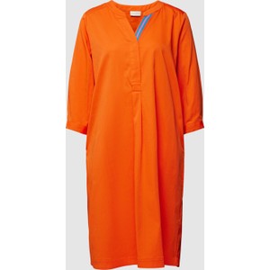 Pomarańczowa sukienka Peek&Cloppenburg z długim rękawem z bawełny mini