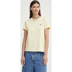 Żółty t-shirt Levis w stylu casual z krótkim rękawem