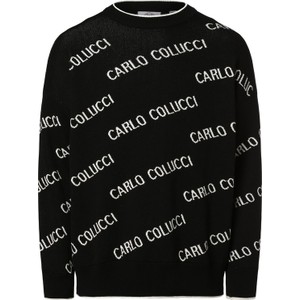 Czarny sweter Carlo Colucci w młodzieżowym stylu z okrągłym dekoltem