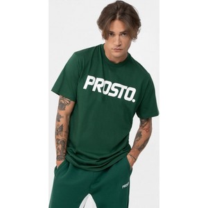 Zielony t-shirt Prosto. z nadrukiem w młodzieżowym stylu z bawełny