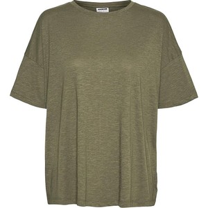 Zielony t-shirt Noisy May z bawełny z krótkim rękawem w stylu casual