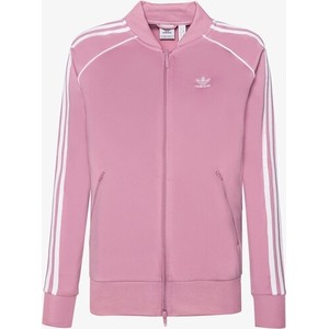 Różowa bluza Adidas krótka bez kaptura w sportowym stylu