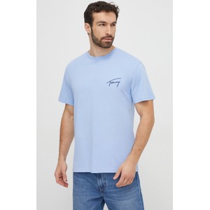 Niebieski t-shirt Tommy Jeans z bawełny z krótkim rękawem