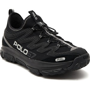 Czarne buty sportowe POLO RALPH LAUREN sznurowane w sportowym stylu ze skóry