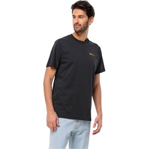 Czarny t-shirt Jack Wolfskin z krótkim rękawem w stylu casual z bawełny