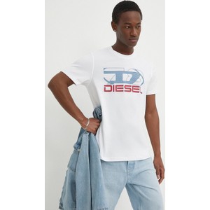 T-shirt Diesel z krótkim rękawem z nadrukiem w młodzieżowym stylu