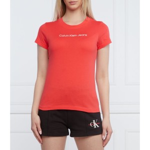 Czerwony t-shirt Calvin Klein w młodzieżowym stylu