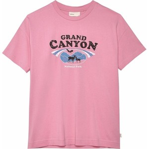 Różowy t-shirt Outhorn z krótkim rękawem w młodzieżowym stylu z okrągłym dekoltem