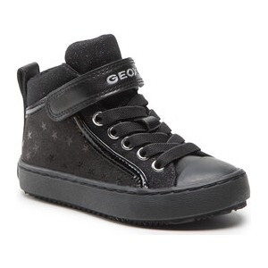 Czarne buty dziecięce zimowe Geox sznurowane dla chłopców