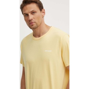 Żółty t-shirt Pepe Jeans z nadrukiem z bawełny z krótkim rękawem