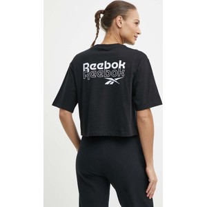 Czarny t-shirt Reebok z krótkim rękawem z bawełny w sportowym stylu