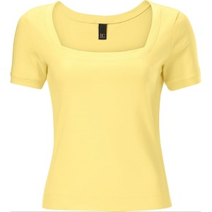 Żółta bluzka Heine z krótkim rękawem w stylu casual z bawełny