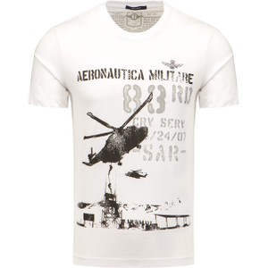 T-shirt Aeronautica Militare z krótkim rękawem z bawełny z nadrukiem