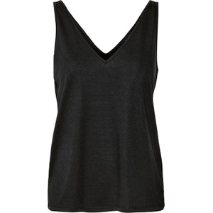 Czarna bluzka Vero Moda w stylu casual z dekoltem w kształcie litery v z lnu