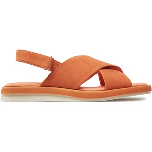 Pomarańczowe sandały Caprice z płaską podeszwą