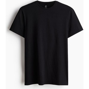Czarny t-shirt H & M z krótkim rękawem w stylu casual