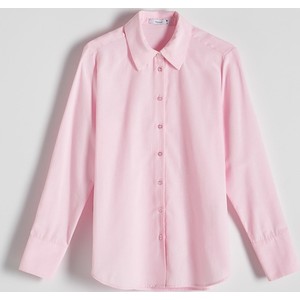 Różowa koszula Reserved z długim rękawem z bawełny