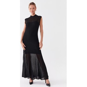 Czarna sukienka Calvin Klein w stylu casual bez rękawów z okrągłym dekoltem
