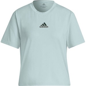 Niebieski t-shirt Adidas w sportowym stylu z krótkim rękawem
