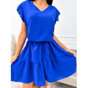 Niebieska sukienka ModnaKiecka.pl z krótkim rękawem w stylu casual mini