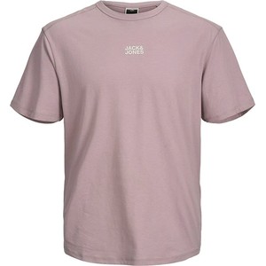 Różowy t-shirt Jack & Jones w stylu casual z bawełny