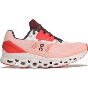 Różowe buty sportowe On Running sznurowane w sportowym stylu z płaską podeszwą
