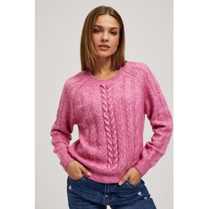 Różowy sweter Moodo.pl z wełny w stylu casual