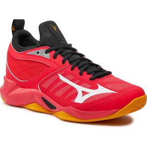 Czerwone buty sportowe Mizuno w sportowym stylu sznurowane