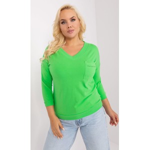 Zielona bluzka Relevance z bawełny z długim rękawem w stylu casual