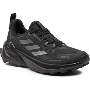 Czarne buty trekkingowe Adidas sznurowane z płaską podeszwą z goretexu