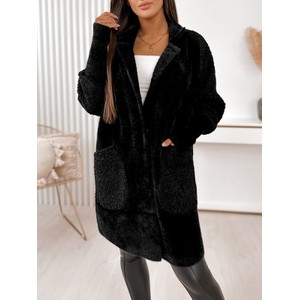 Czarny płaszcz Ubra z alpaki w stylu casual bez kaptura
