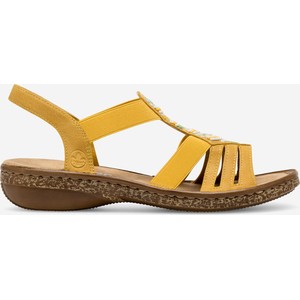 Żółte sandały Rieker w stylu casual z płaską podeszwą