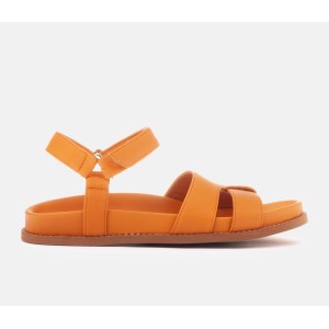 Pomarańczowe sandały Marco Shoes w stylu casual z klamrami z płaską podeszwą