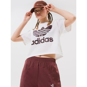 T-shirt Adidas z krótkim rękawem w młodzieżowym stylu z okrągłym dekoltem