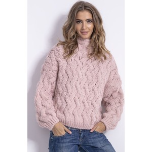 Różowy sweter Fobya z wełny w stylu casual
